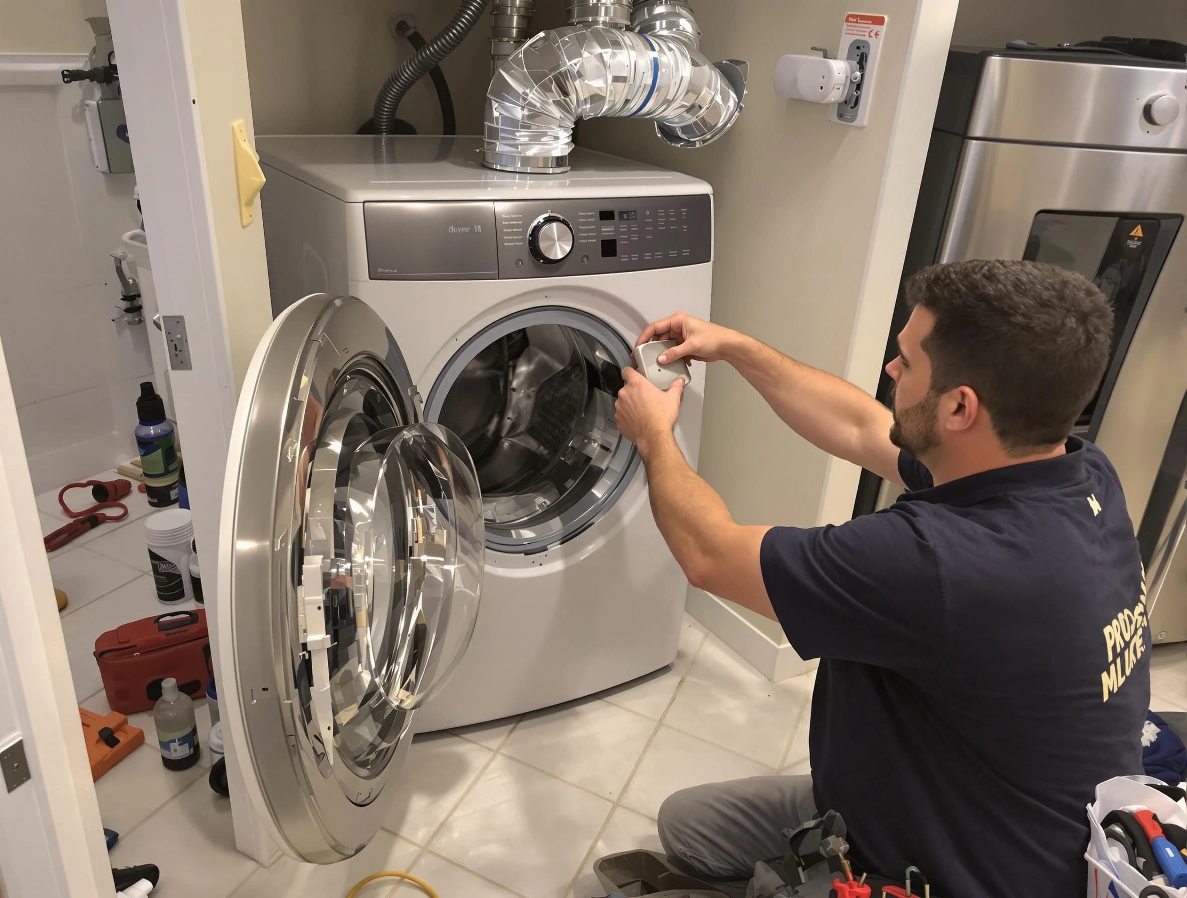 Mount Lebanon Dryer Vent Cleaning technician performing precise dryer vent hose installation in Mount Lebanon