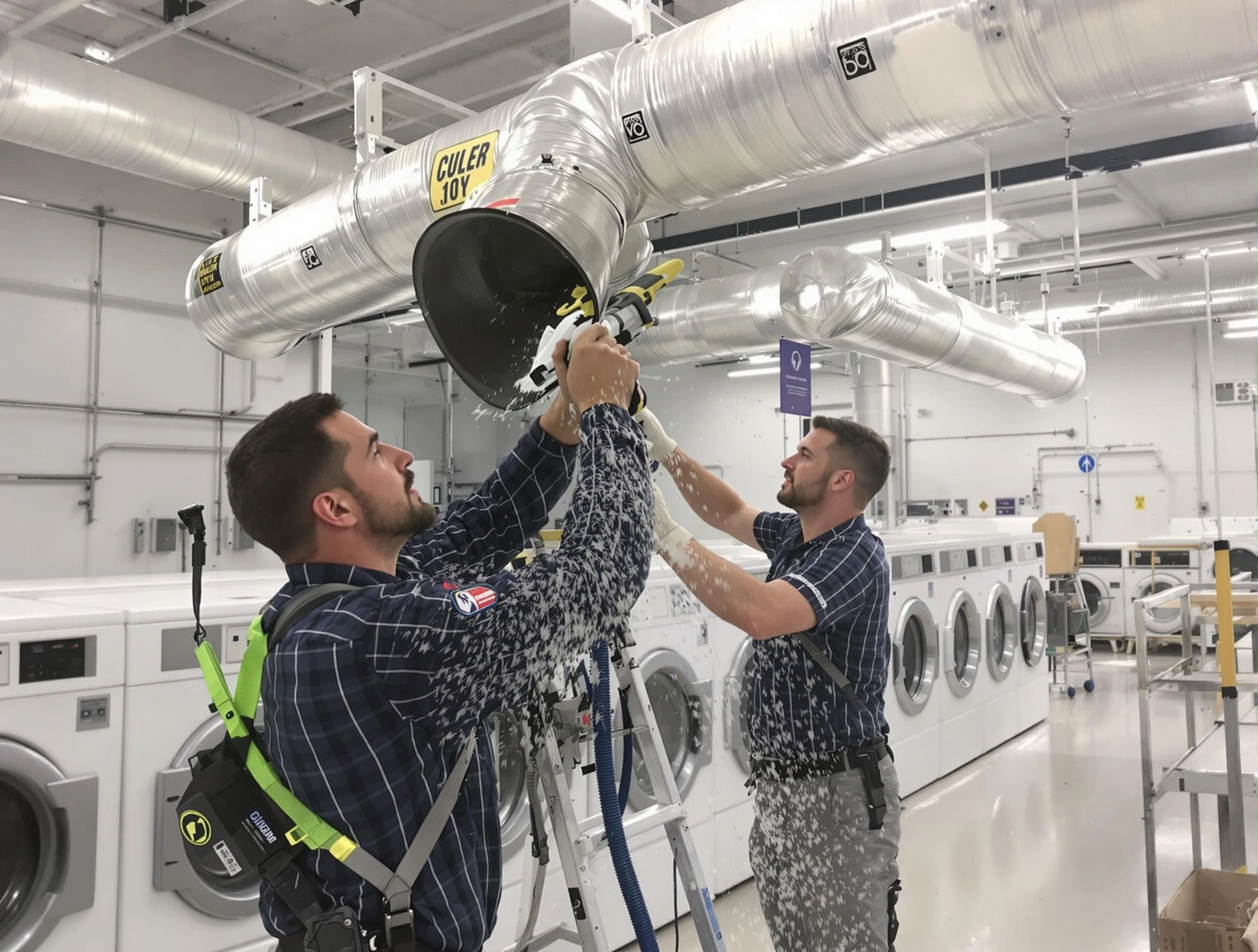 Mount Lebanon Dryer Vent Cleaning team performing large-scale commercial dryer vent cleaning in Mount Lebanon