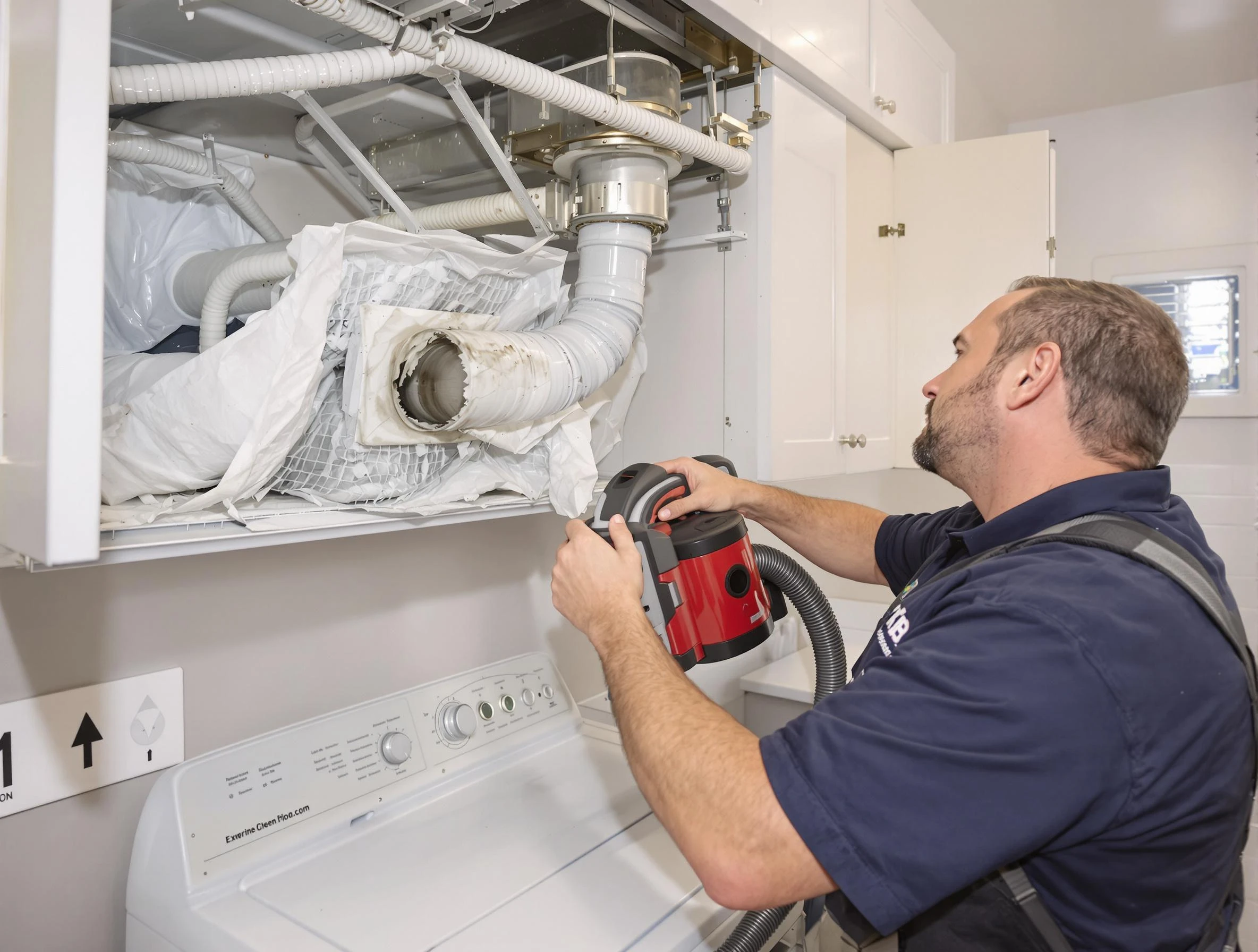 Mount Lebanon Dryer Vent Cleaning technician performing professional exhaust vent cleaning at a residential property in Mount Lebanon